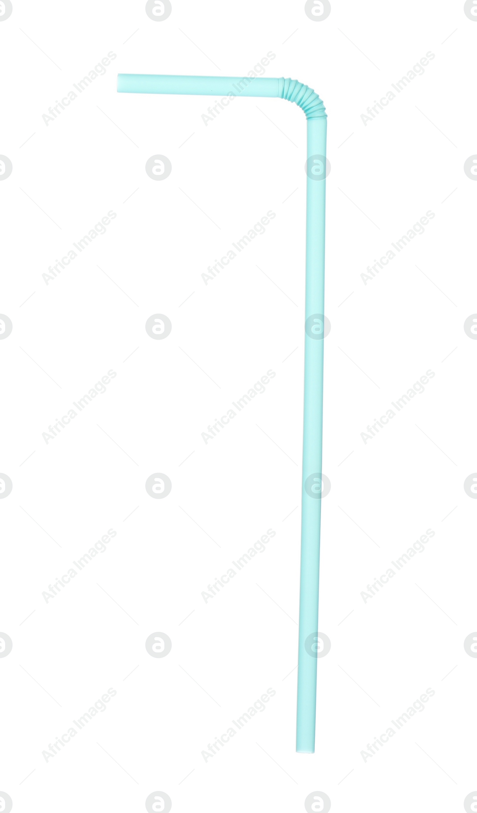 Photo of Light blue plastic straw for drink isolated on white