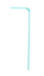 Photo of Light blue plastic straw for drink isolated on white