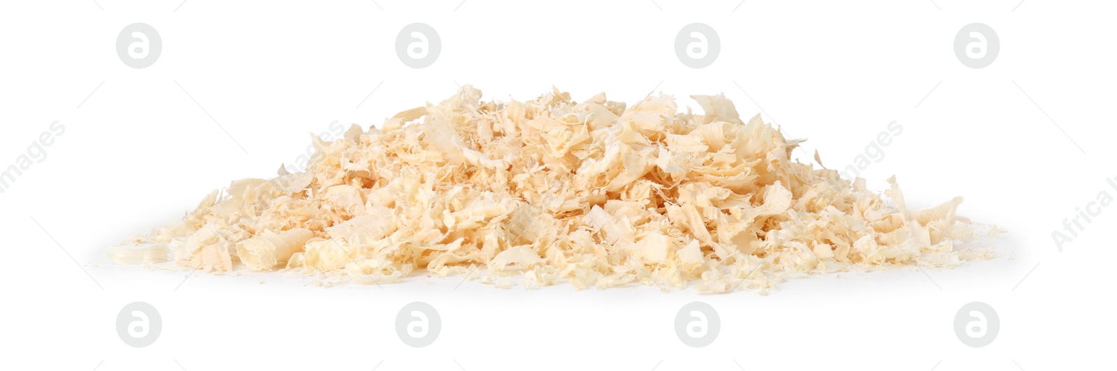 Photo of Pile of natural sawdust isolated on white