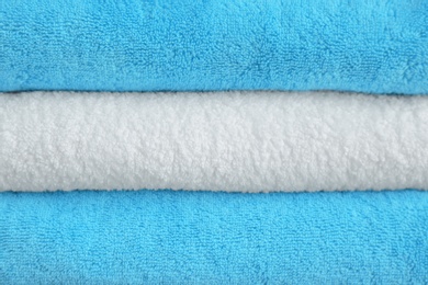 Photo of Soft bath towels, closeup