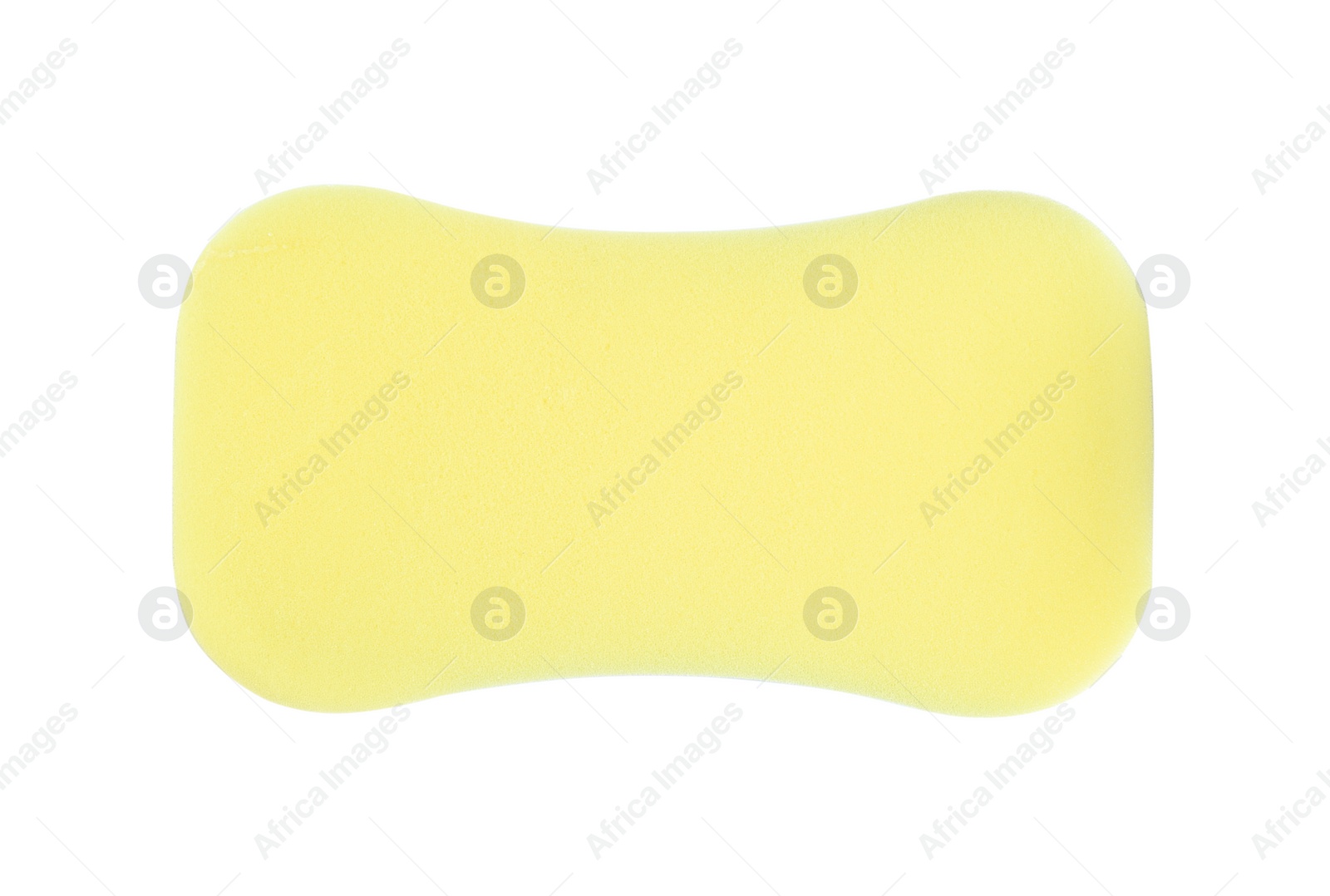 Photo of Yellow car wash sponge isolated on white, top view