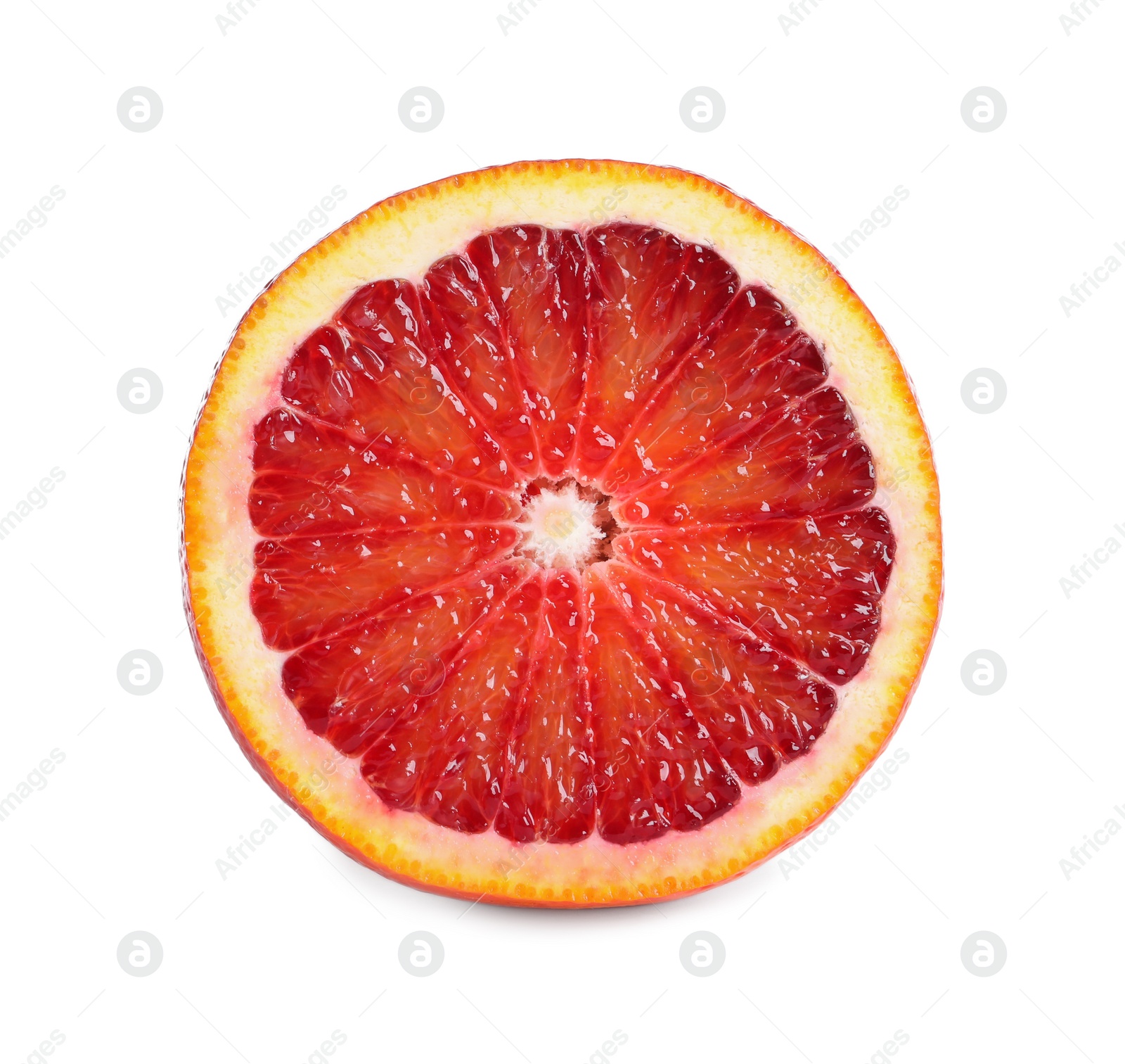 Photo of Cut ripe red orange isolated on white