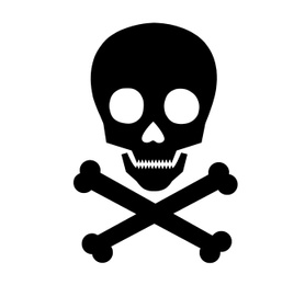 Illustration of Skull and crossbones illustration on white background as warning symbol