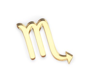 Zodiac sign. Golden Scorpio symbol isolated on white