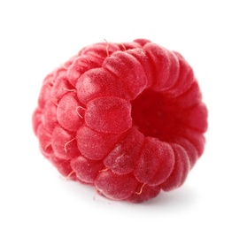 Photo of Delicious fresh ripe raspberry on white background