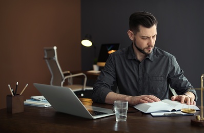 Male lawyer working in office