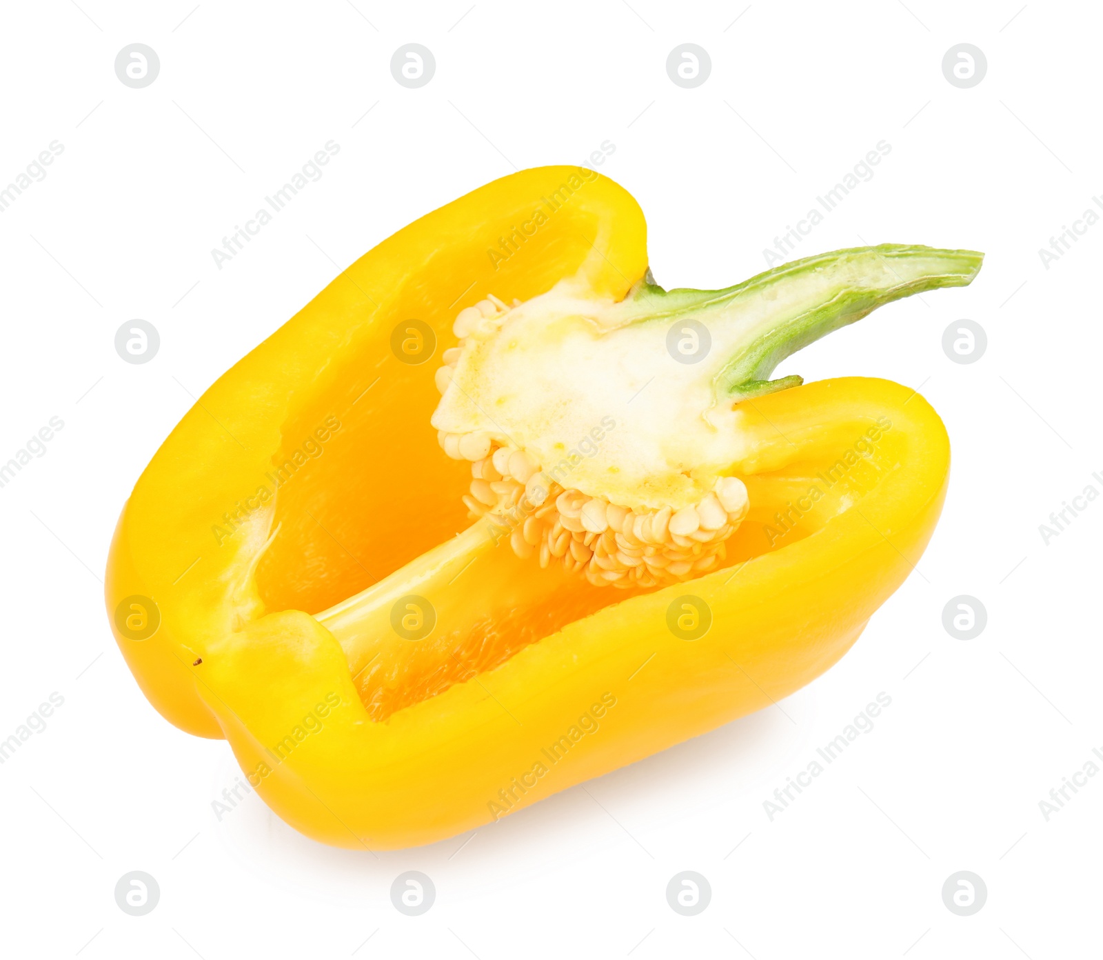 Photo of Half of yellow bell pepper isolated on white