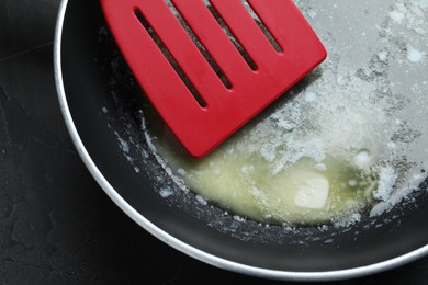 Photo of Melting butter in frying pan, closeup view