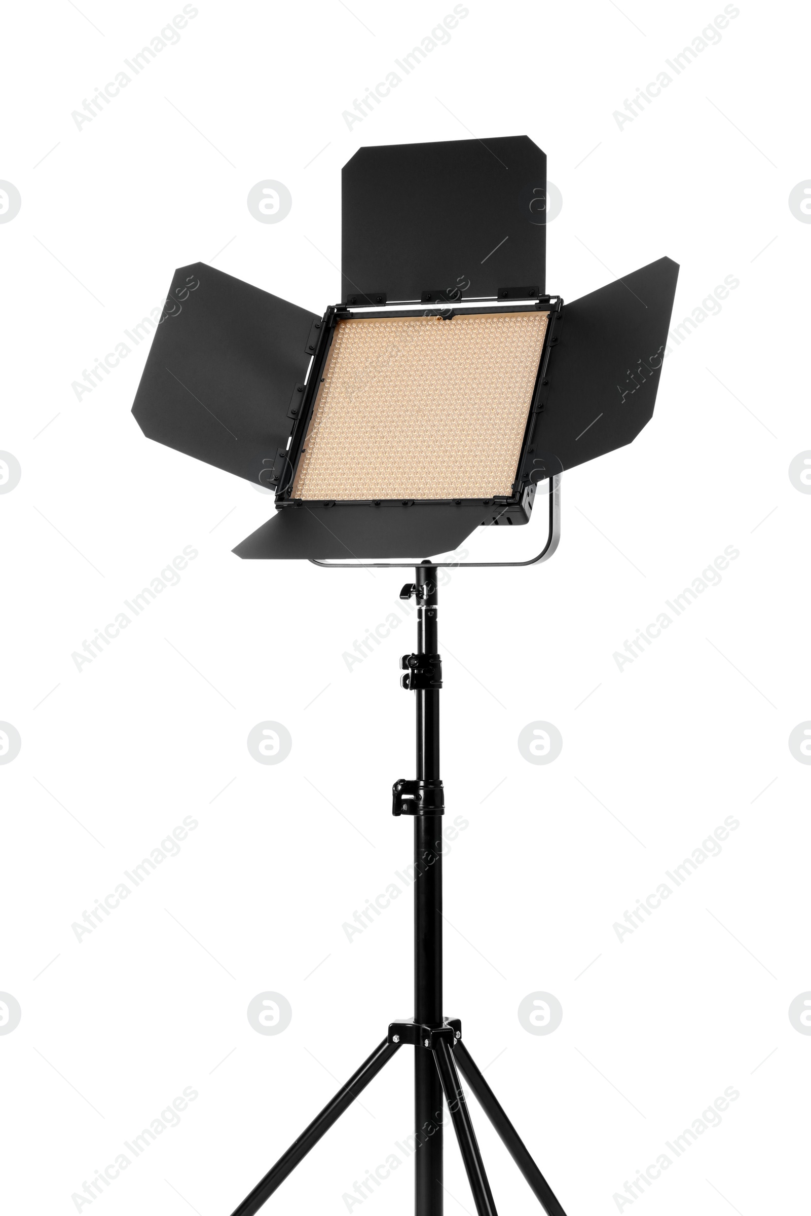 Photo of LED video light on white background. Food photography