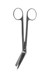 Photo of Surgical scissors on white background. Medical instrument