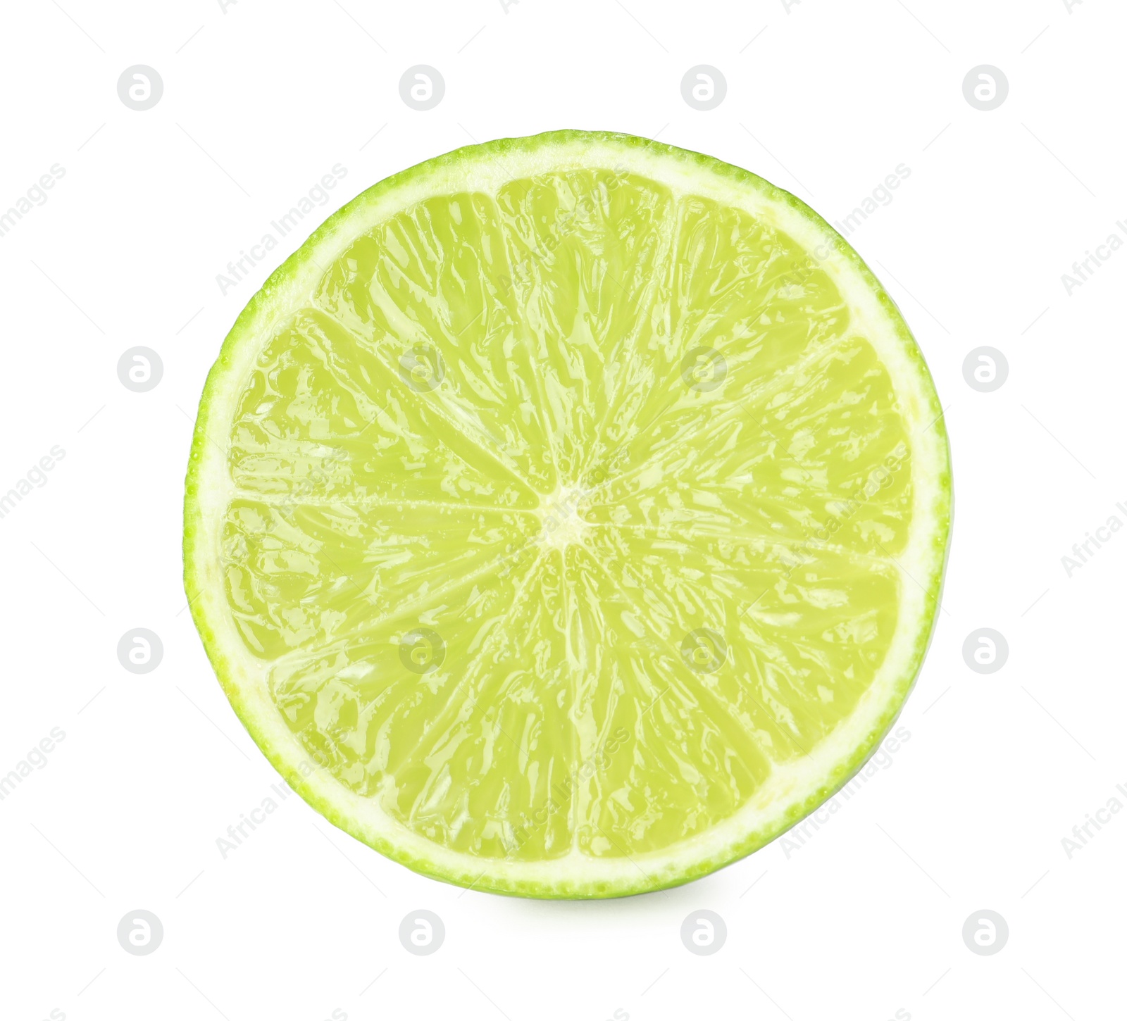 Photo of Half of fresh green ripe lime isolated on white