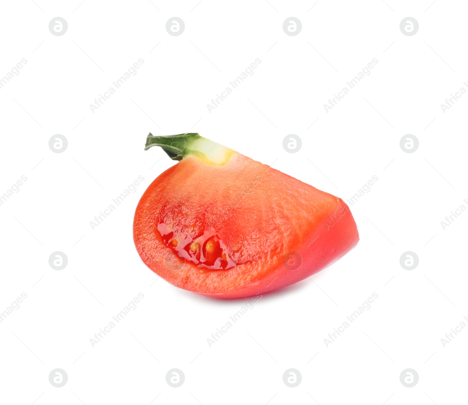 Photo of Slice of fresh tomato isolated on white