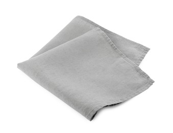 Photo of Grey cloth kitchen napkin isolated on white