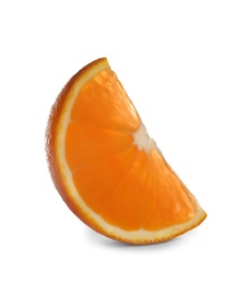 Slice of ripe orange isolated on white