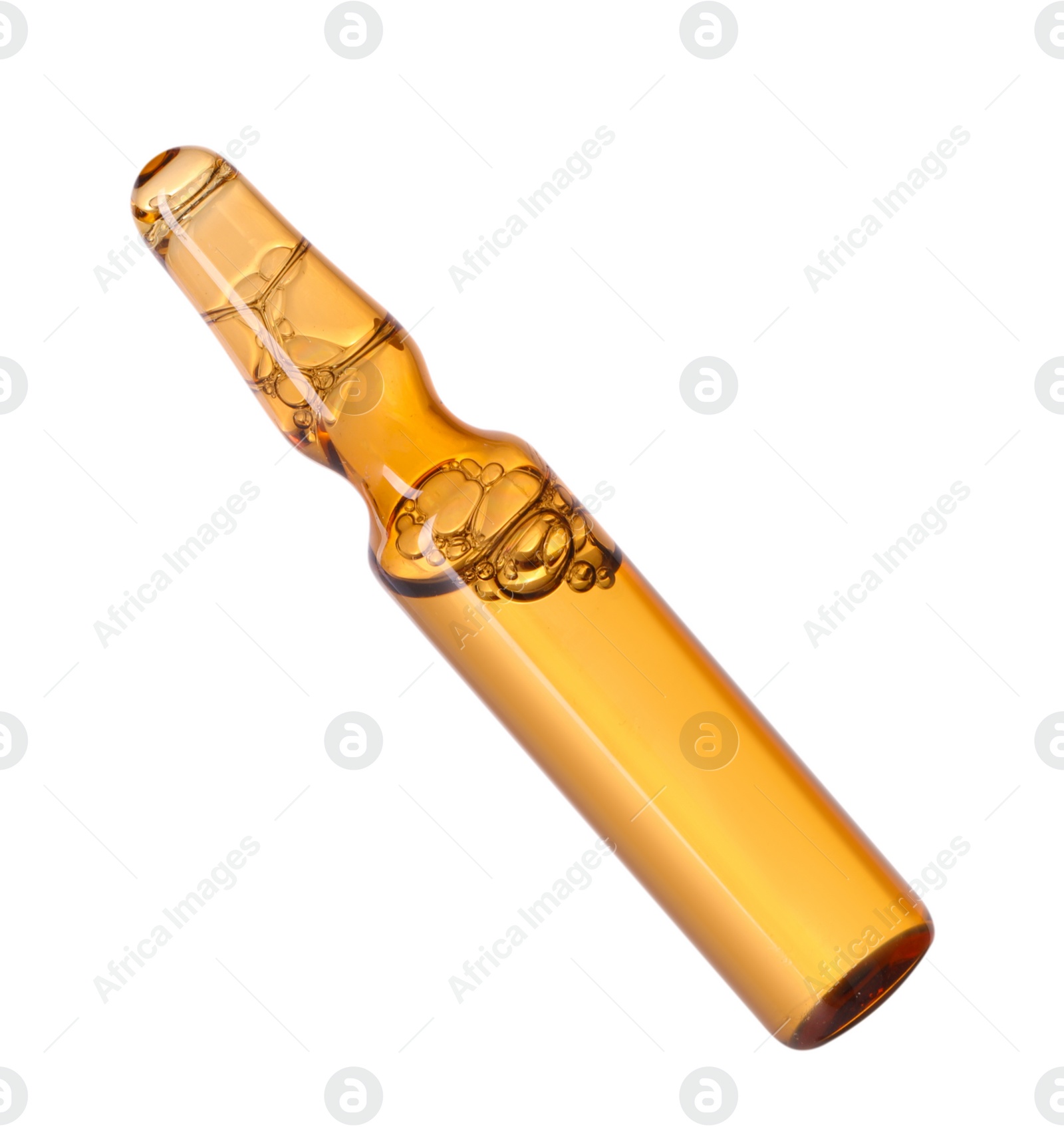 Photo of Glass ampoule with liquid isolated on white