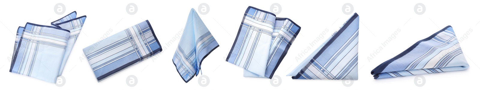 Image of Set with handkerchiefs on white background. Banner design 