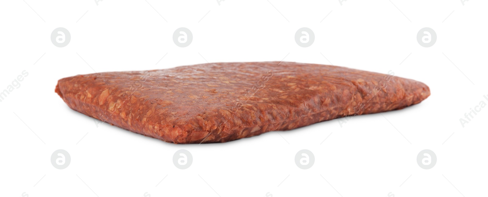 Photo of Fresh raw mince isolated on white. Vegan meat product