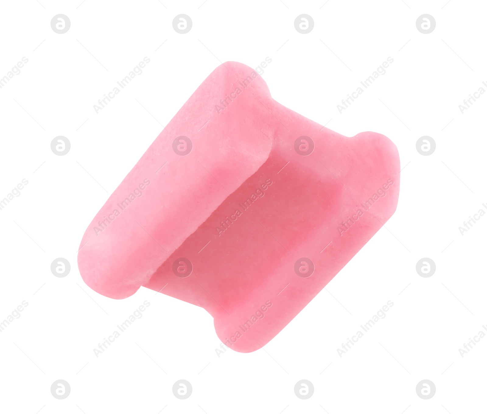 Photo of One pink chewing bubble gum isolated on white