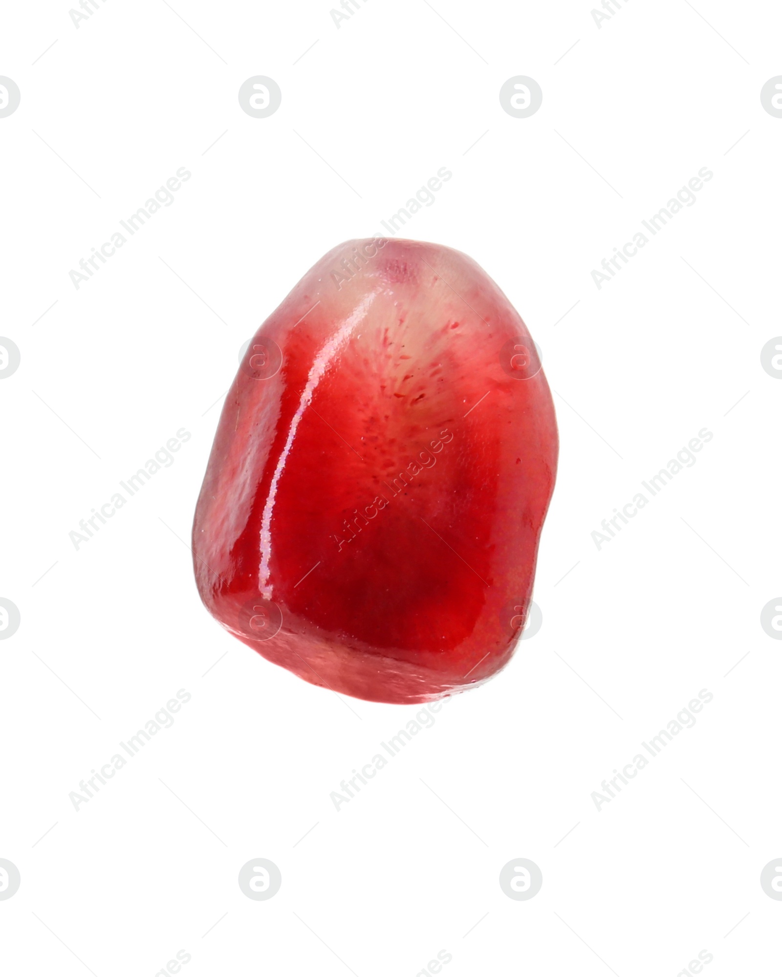 Photo of One ripe pomegranate grain isolated on white