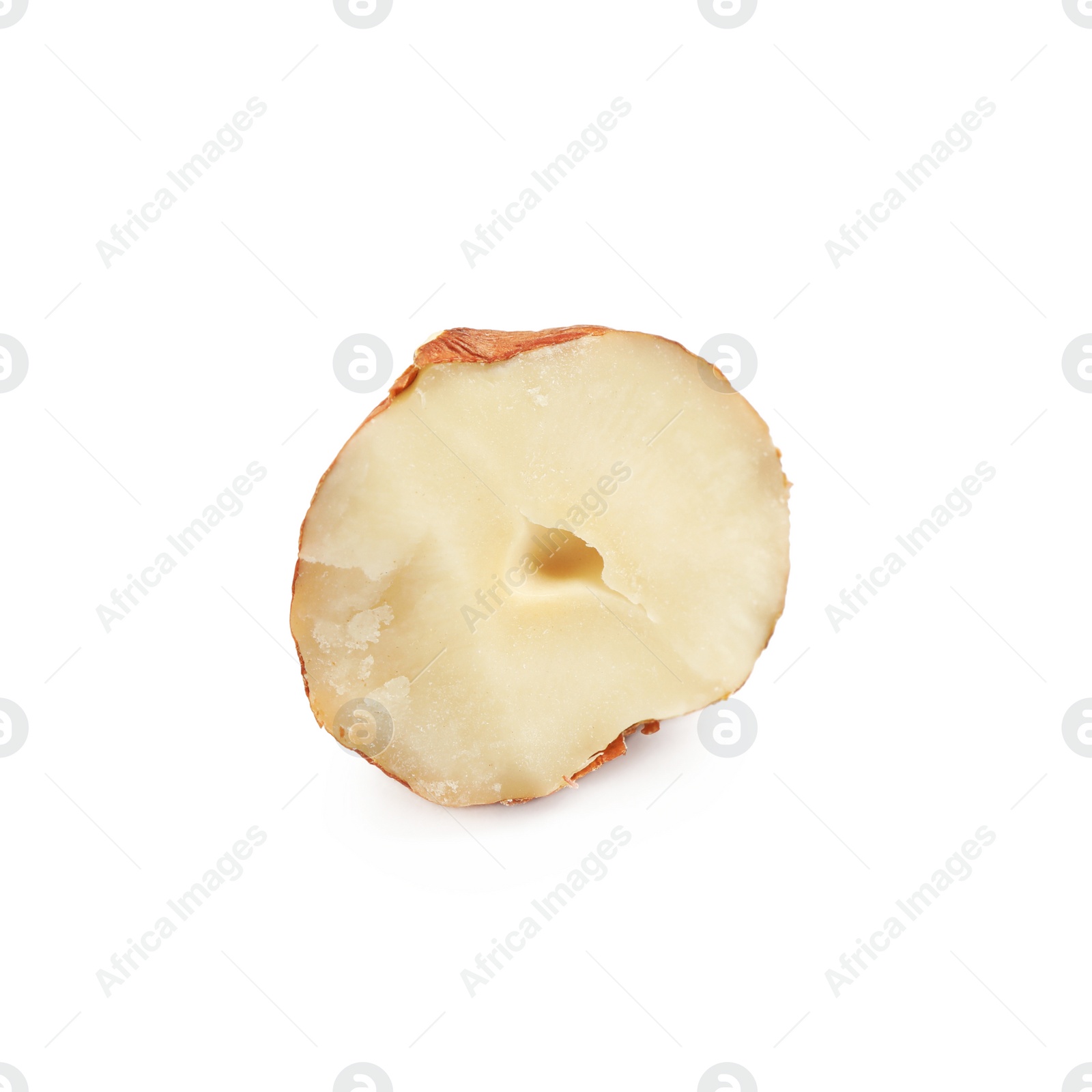 Photo of Piece of tasty organic hazelnut on white background