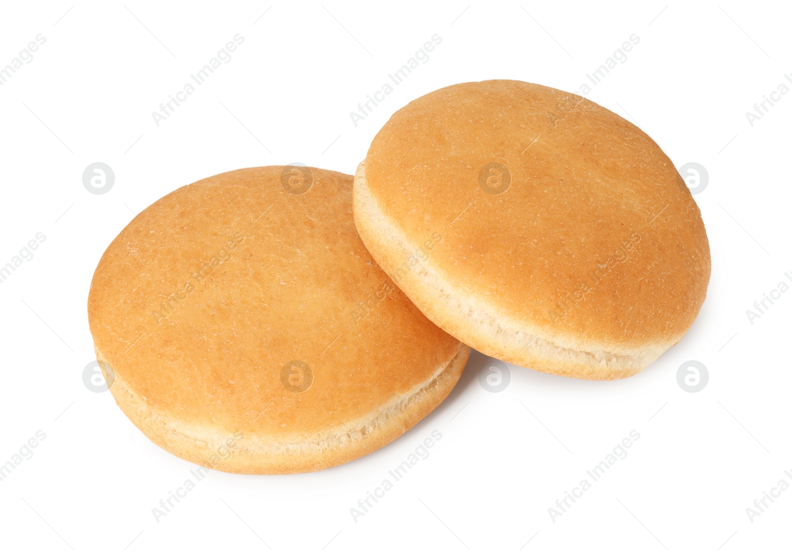 Photo of Two fresh burger buns isolated on white