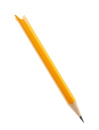 Broken graphite pencil on white background. School stationery