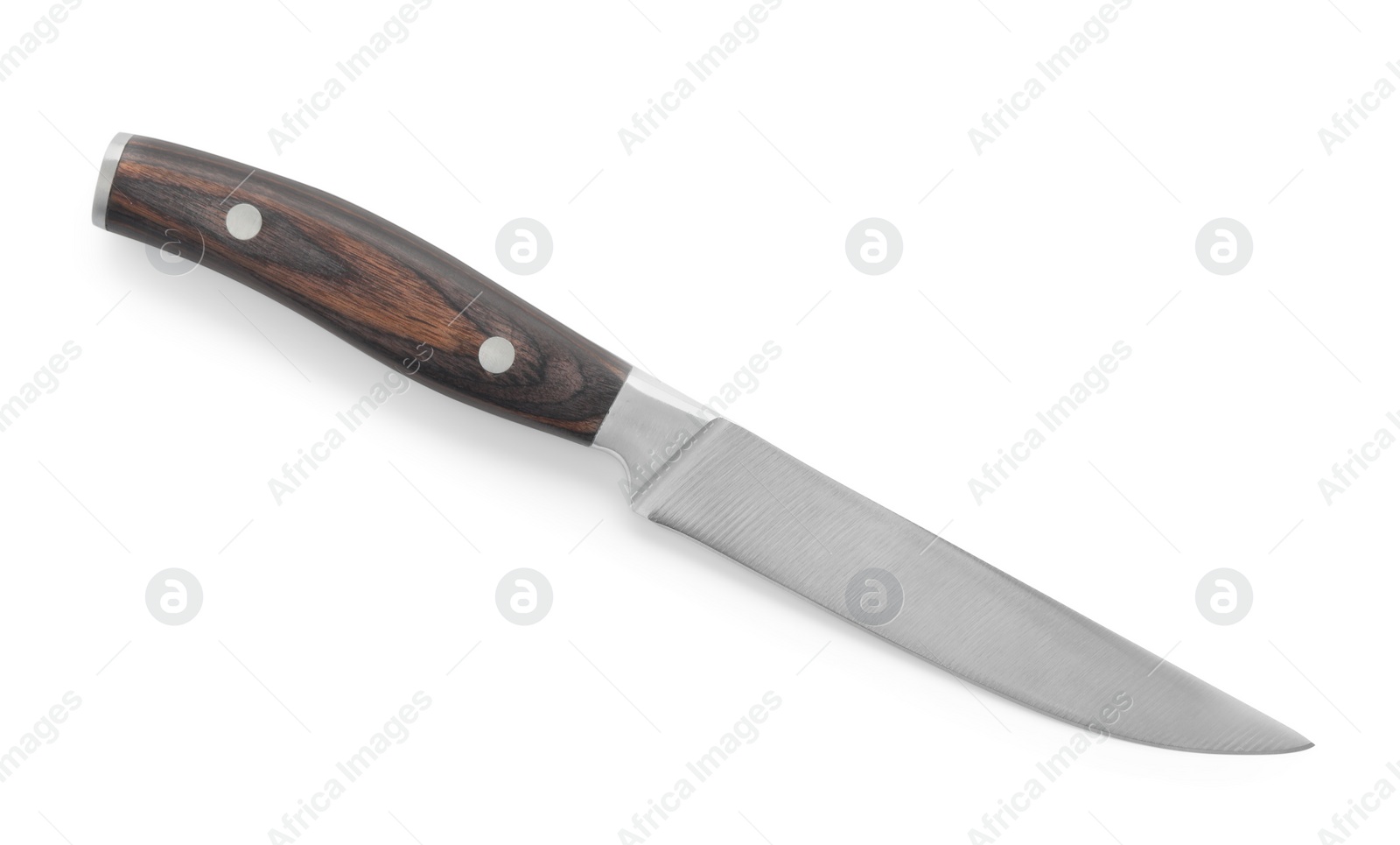 Photo of One sharp knife isolated on white, top view