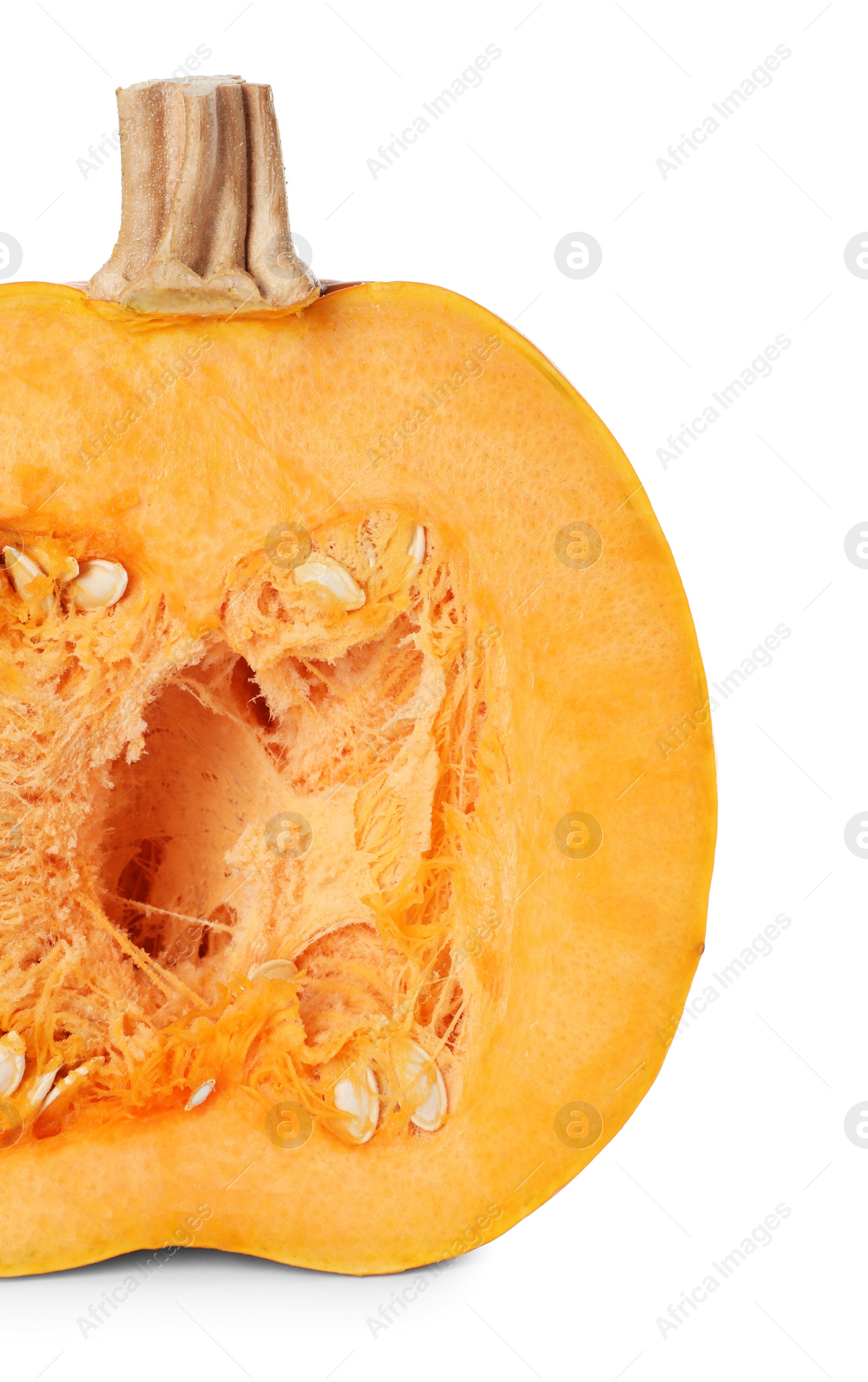 Photo of Half of fresh ripe pumpkin isolated on white