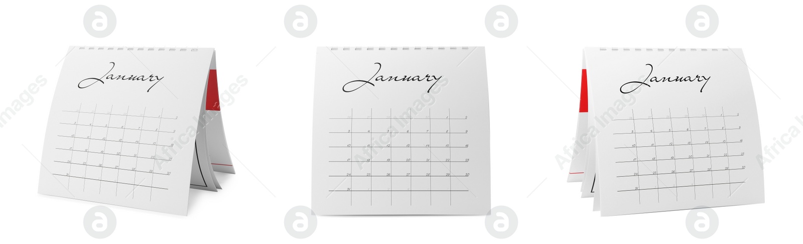 Image of Collage of paper calendar on white background