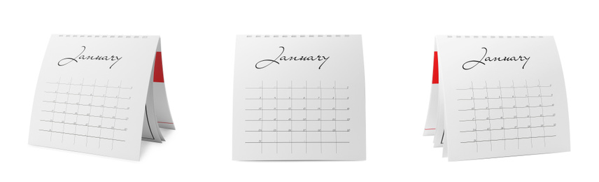 Image of Collage of paper calendar on white background