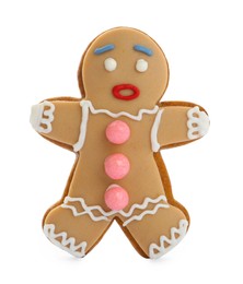 Gingerbread man isolated on white. Delicious Christmas cookie