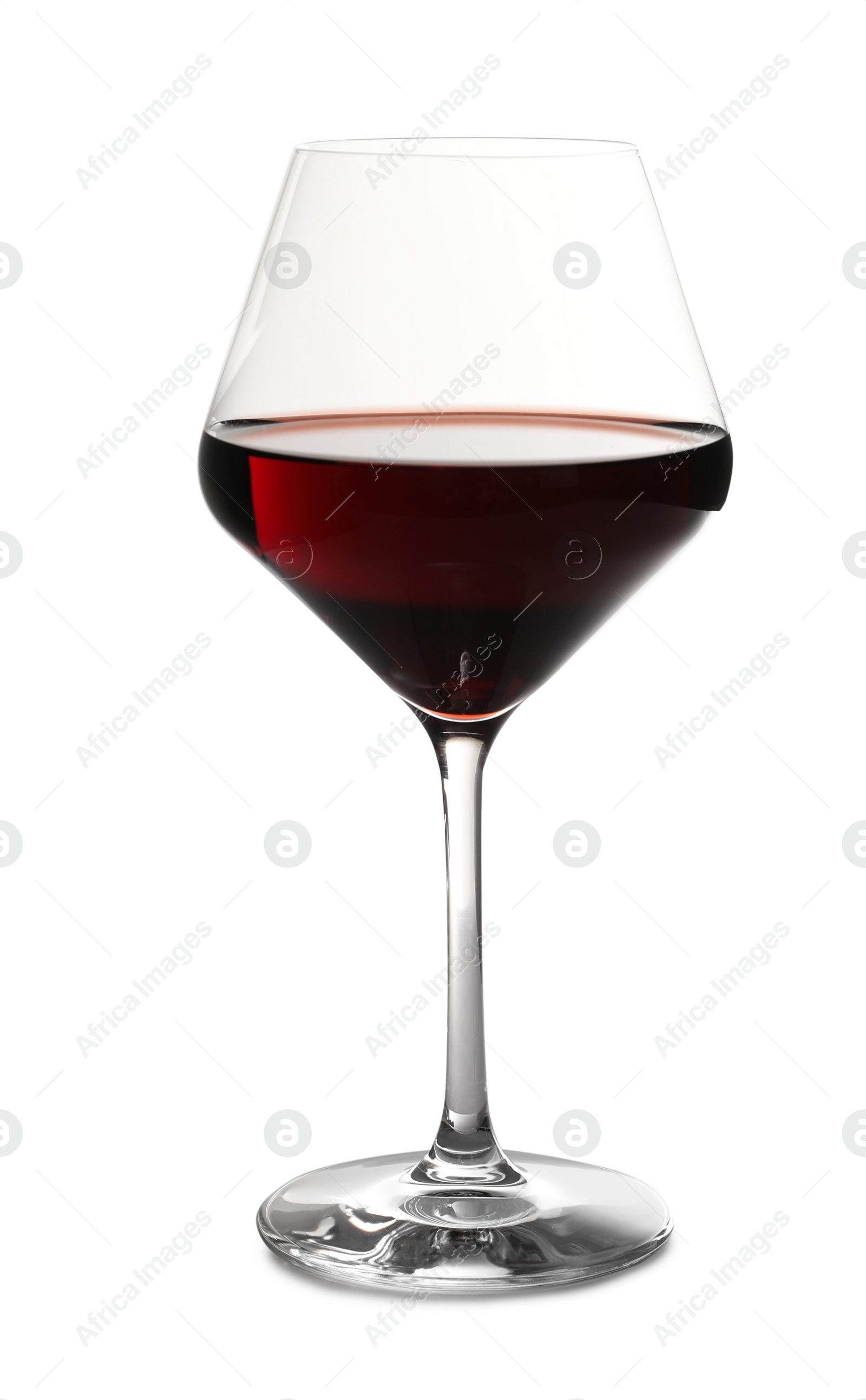 Photo of Glass of delicious expensive red wine on white background