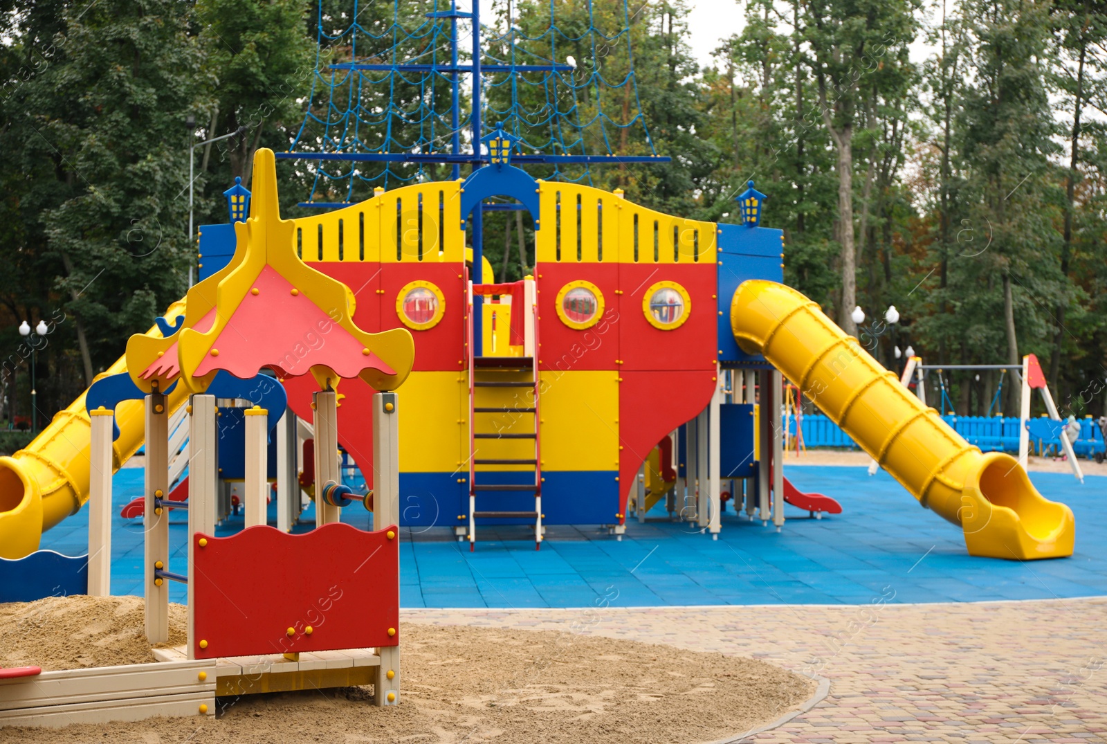 Photo of View of children's playground on autumn day