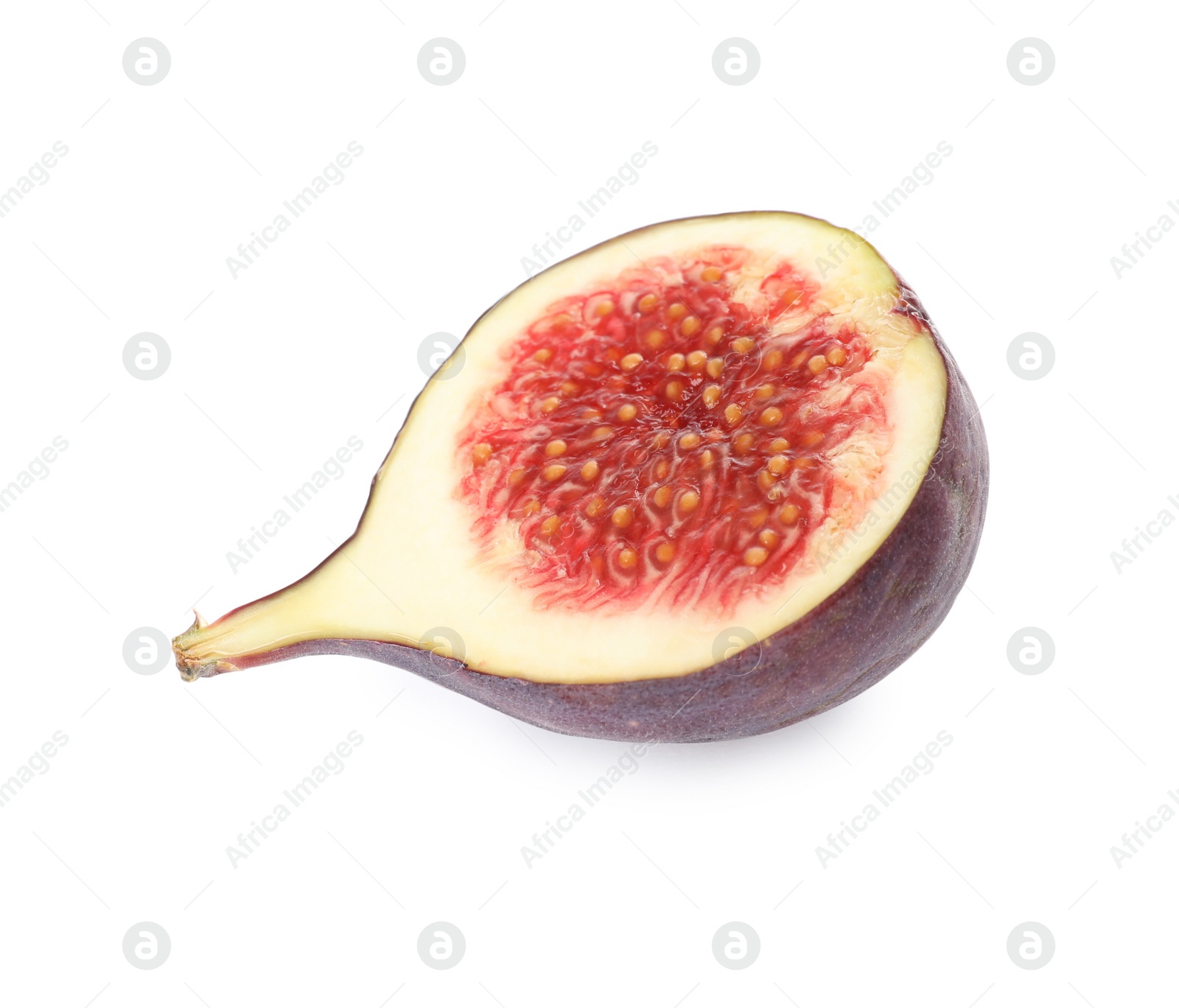 Photo of Half of tasty fresh fig isolated on white