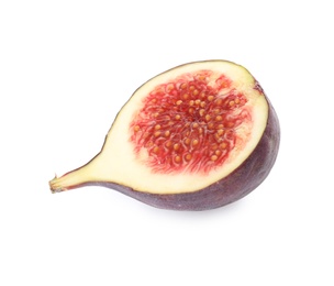 Photo of Half of tasty fresh fig isolated on white