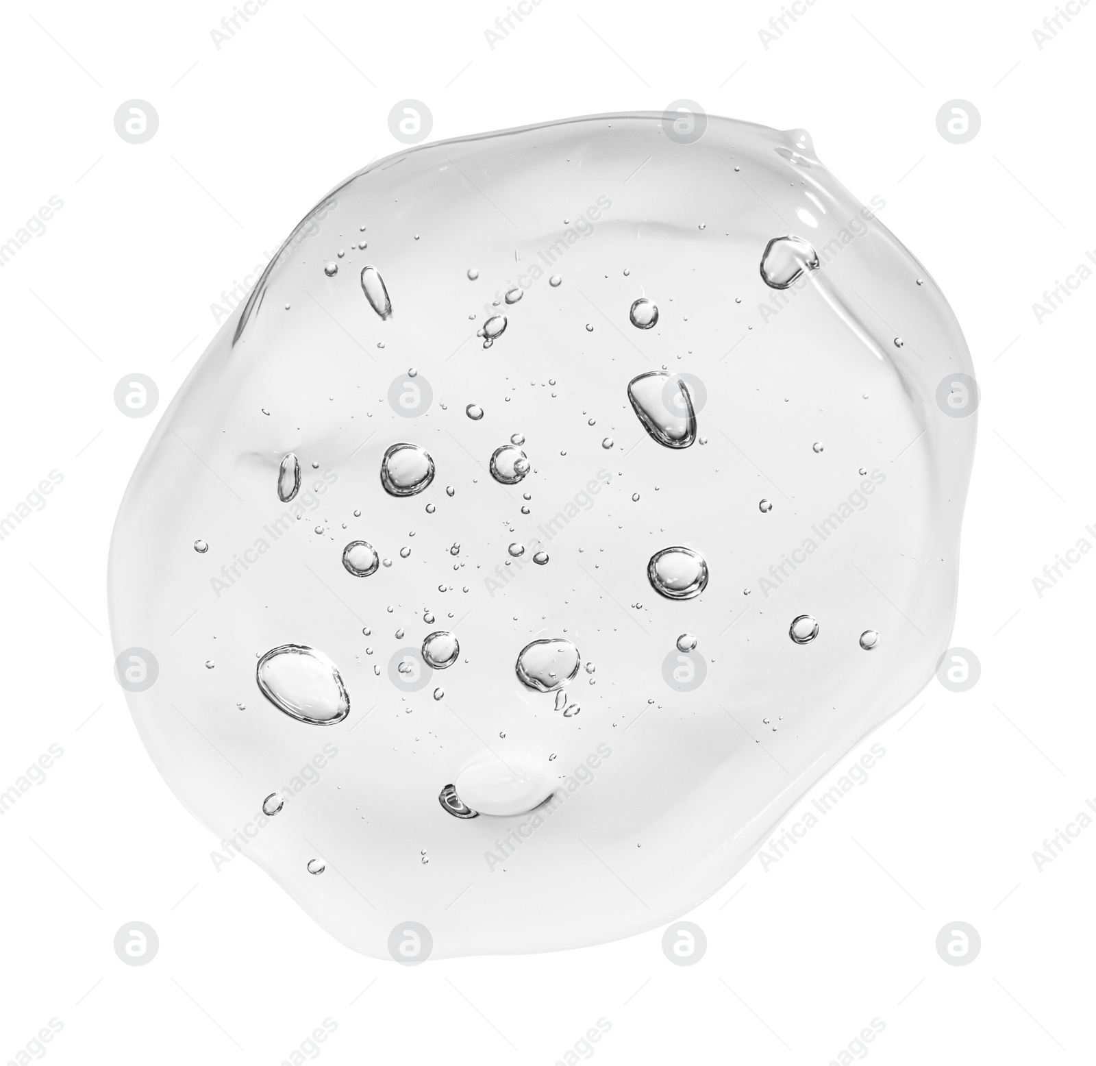 Photo of Sample of clear facial gel on white background, top view