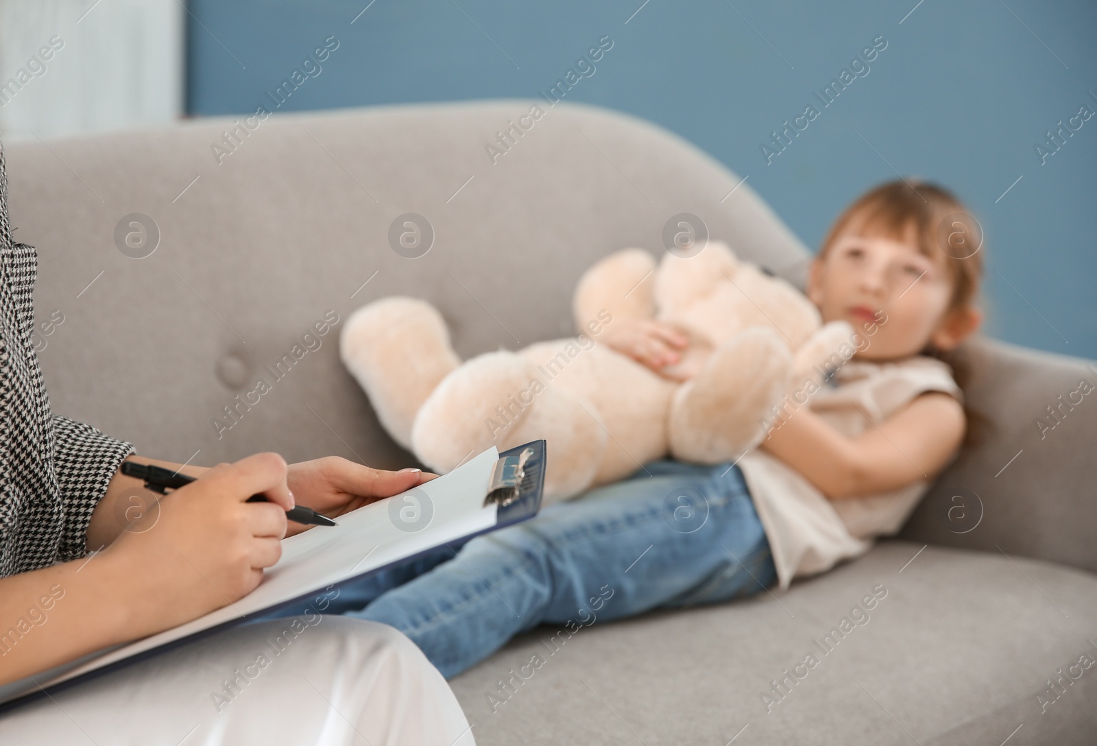 Photo of Cute little girl at child psychologist's office