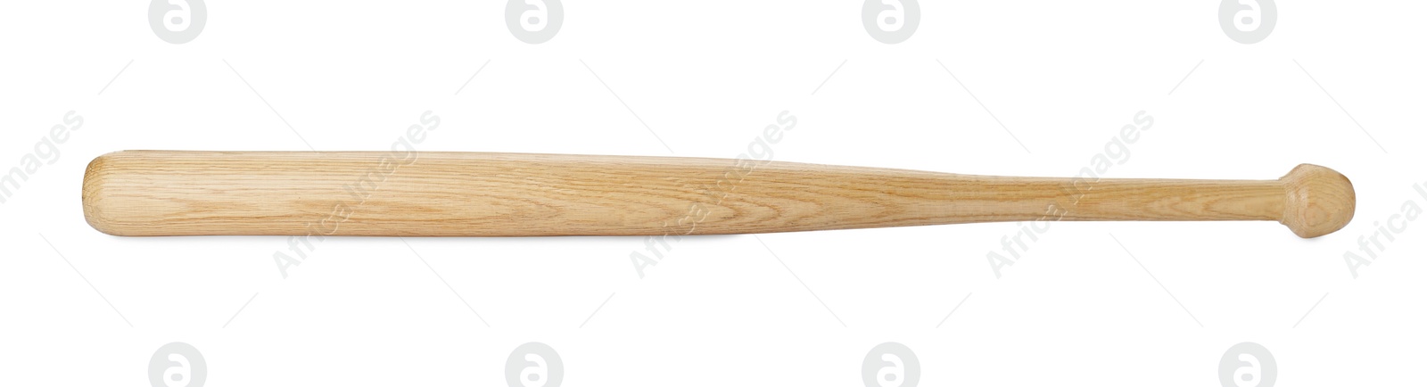 Photo of Wooden baseball bat isolated on white. Sports equipment