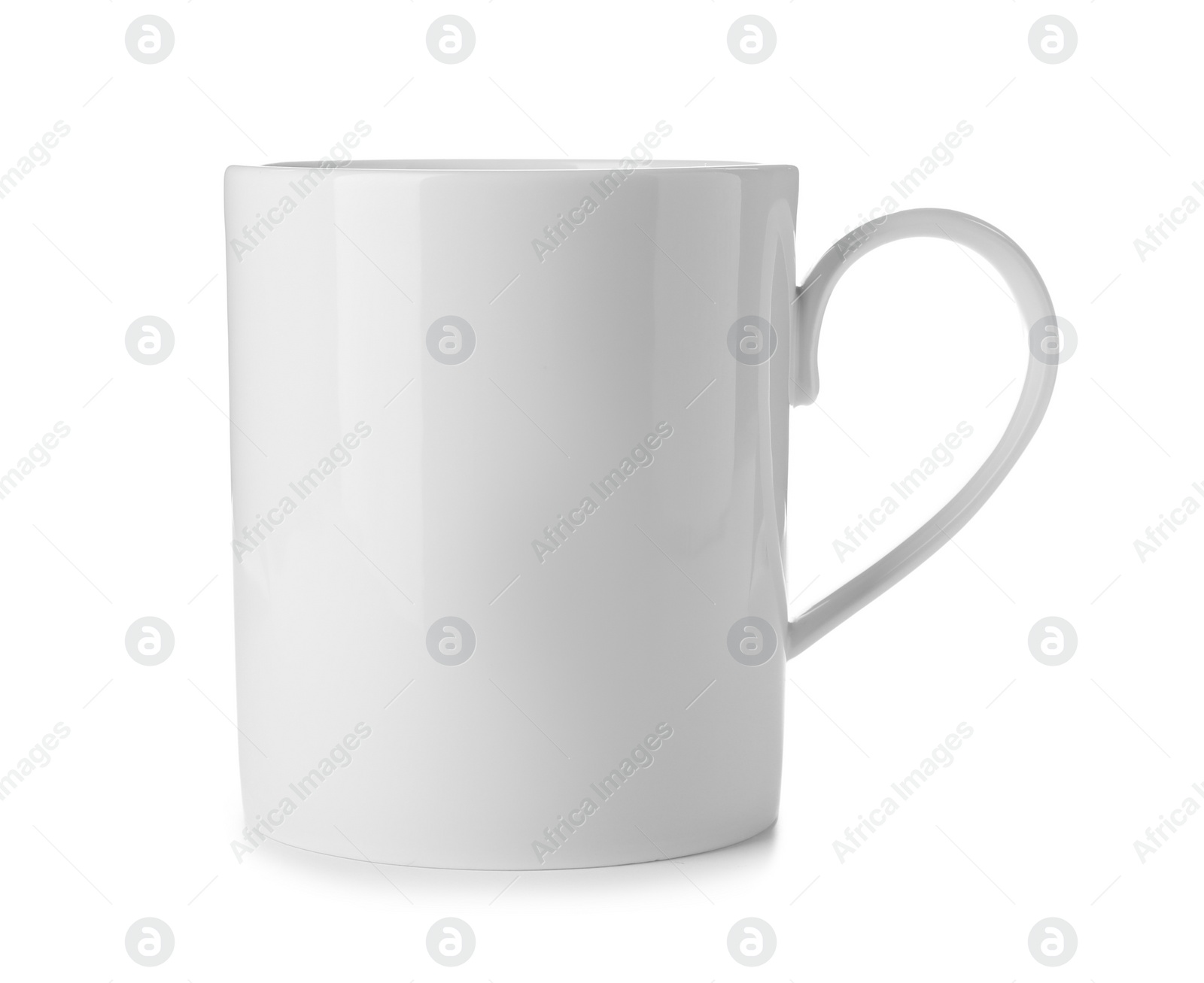 Photo of Ceramic cup with space for text on white background. Washing dishes