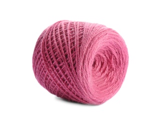 Clew of color knitting thread on white background