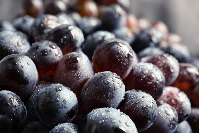 Photo of Bunch of fresh ripe juicy grapes as background. Closeup view