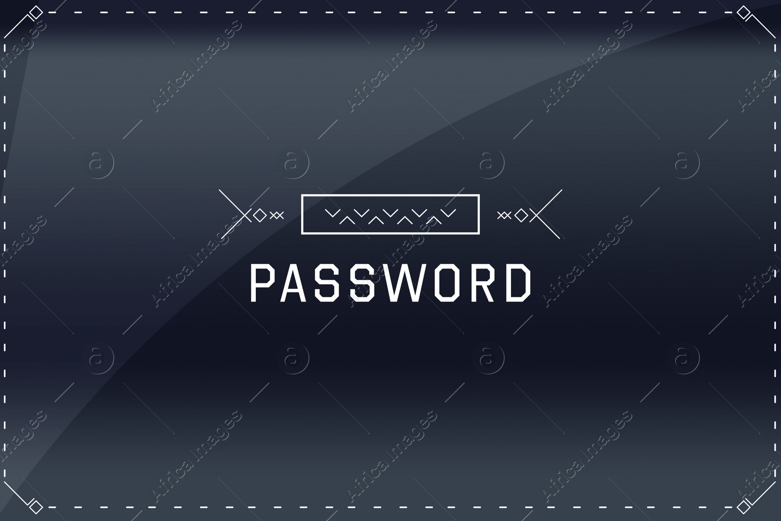 Illustration of Blocked screen of gadget with line for password, illustration. Cyber security