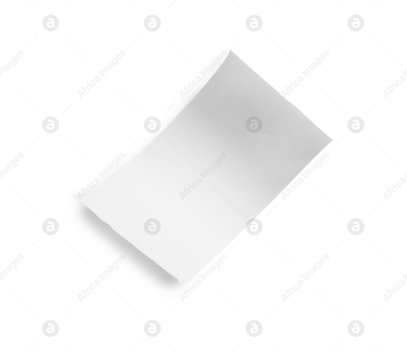 Photo of Piece of thermal paper for receipt isolated on white, top view