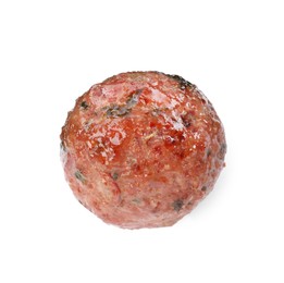 Photo of Tasty cooked meatball isolated on white, top view