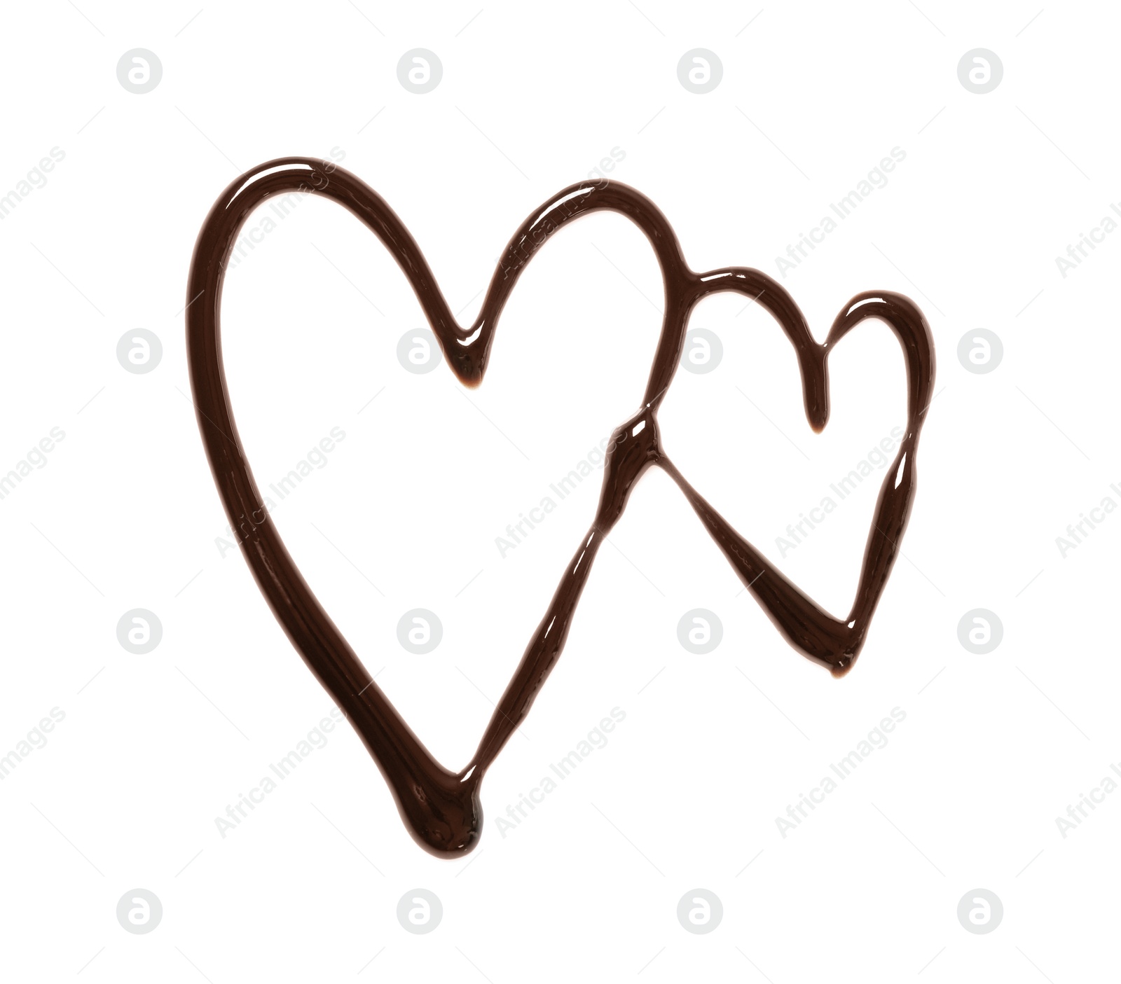 Photo of Hearts made of dark chocolate on white background