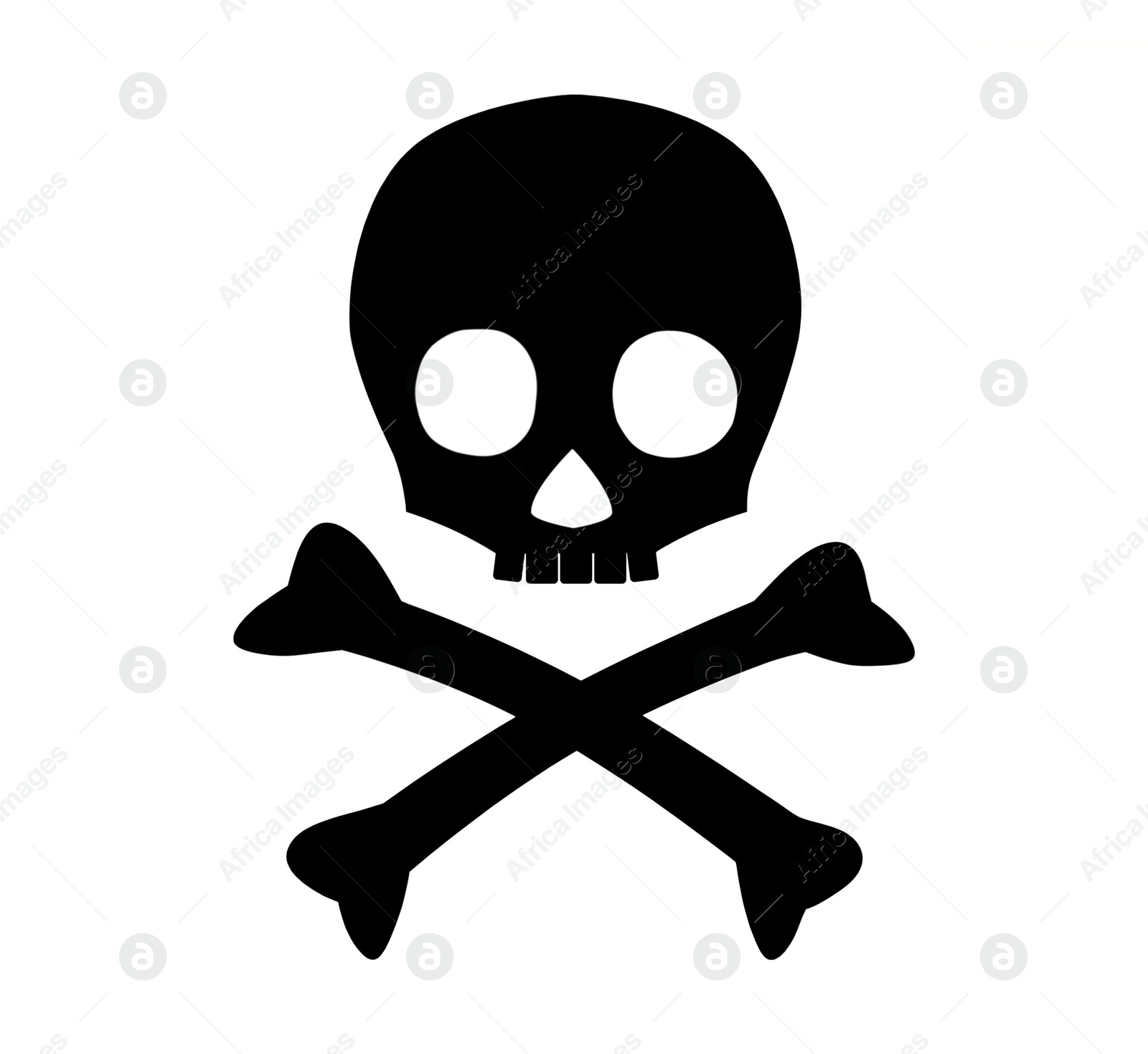 Illustration of Skull and crossbones illustration on white background as warning symbol