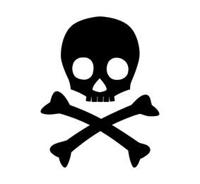 Illustration of Skull and crossbones illustration on white background as warning symbol