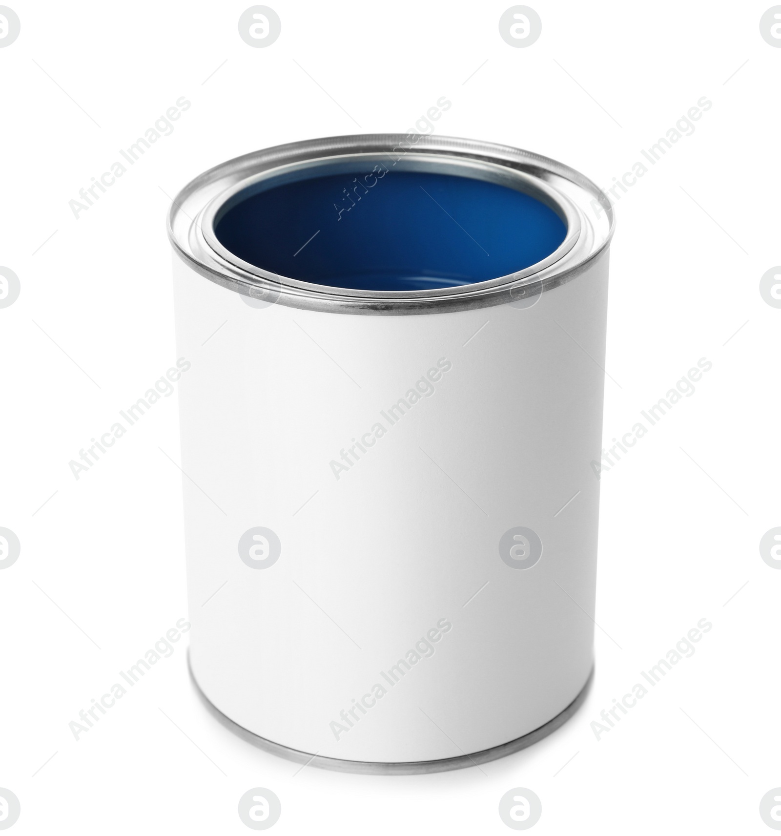 Photo of Open paint can on white background. Mockup for design