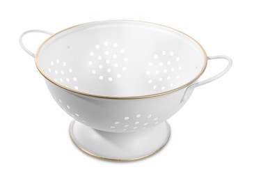 Photo of One colander with handles on white background