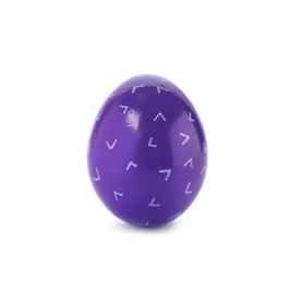 Photo of Decorated Easter egg on white background. Festive tradition